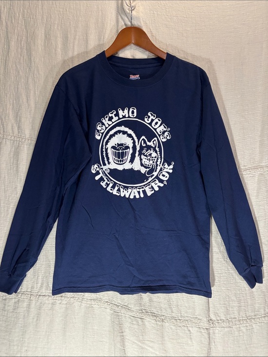 Hanes Other - Eskimo Joe’s Stillwater OK Graphic Long Sleeve Shirt Navy Blue Hanes Beefy T Med